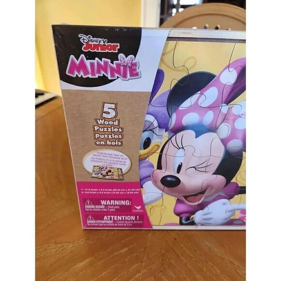 Disney Minnie Mouse 5 wood puzzles with storage - Picture 2 of 3